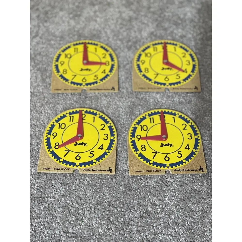 Learning Resources Big Time Student 12 Hour Clock 10 non geared Mini Clocks Lot